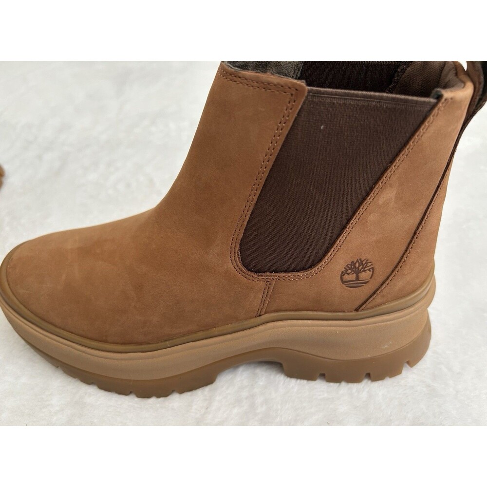 Timberland Roxie Lane Chelsea Boots Women’s 9 Brown Nubuck Pull On Lug Sole NEW - Picture 3 of 8